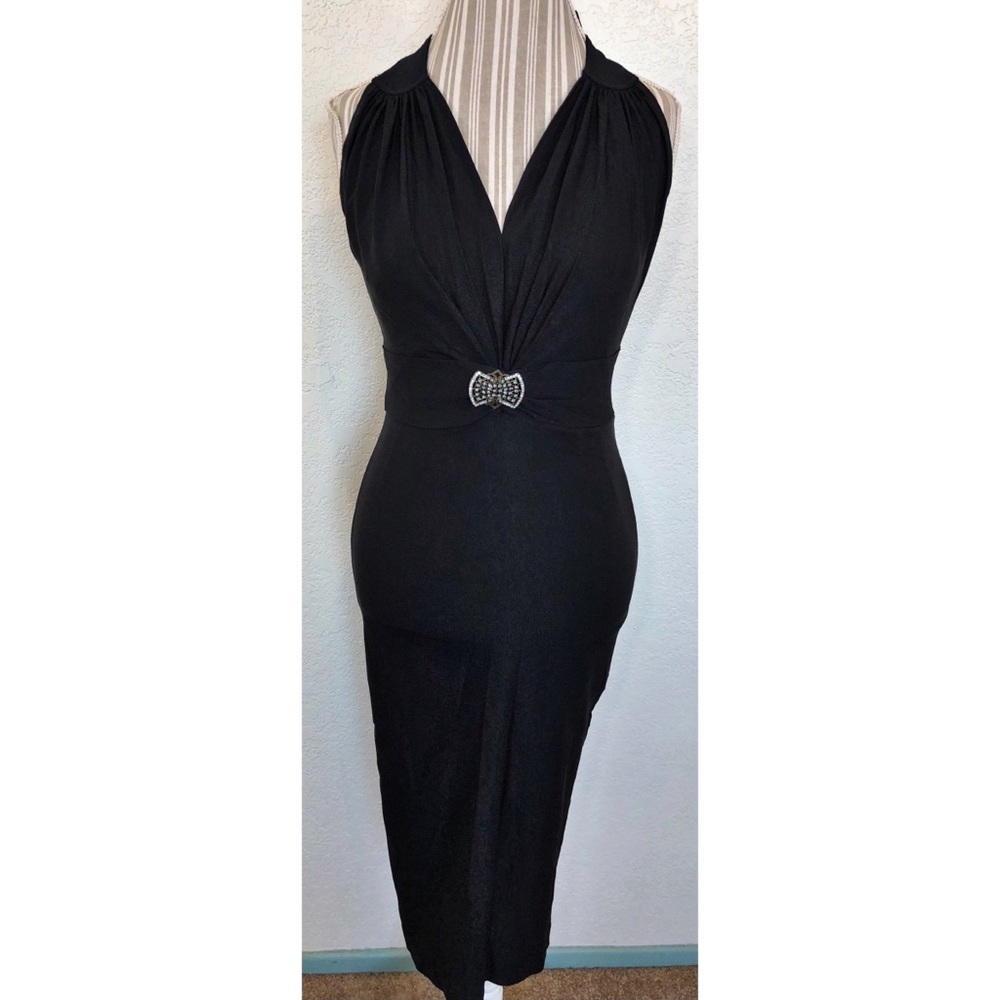 Stop Staring Black Midi Dress
